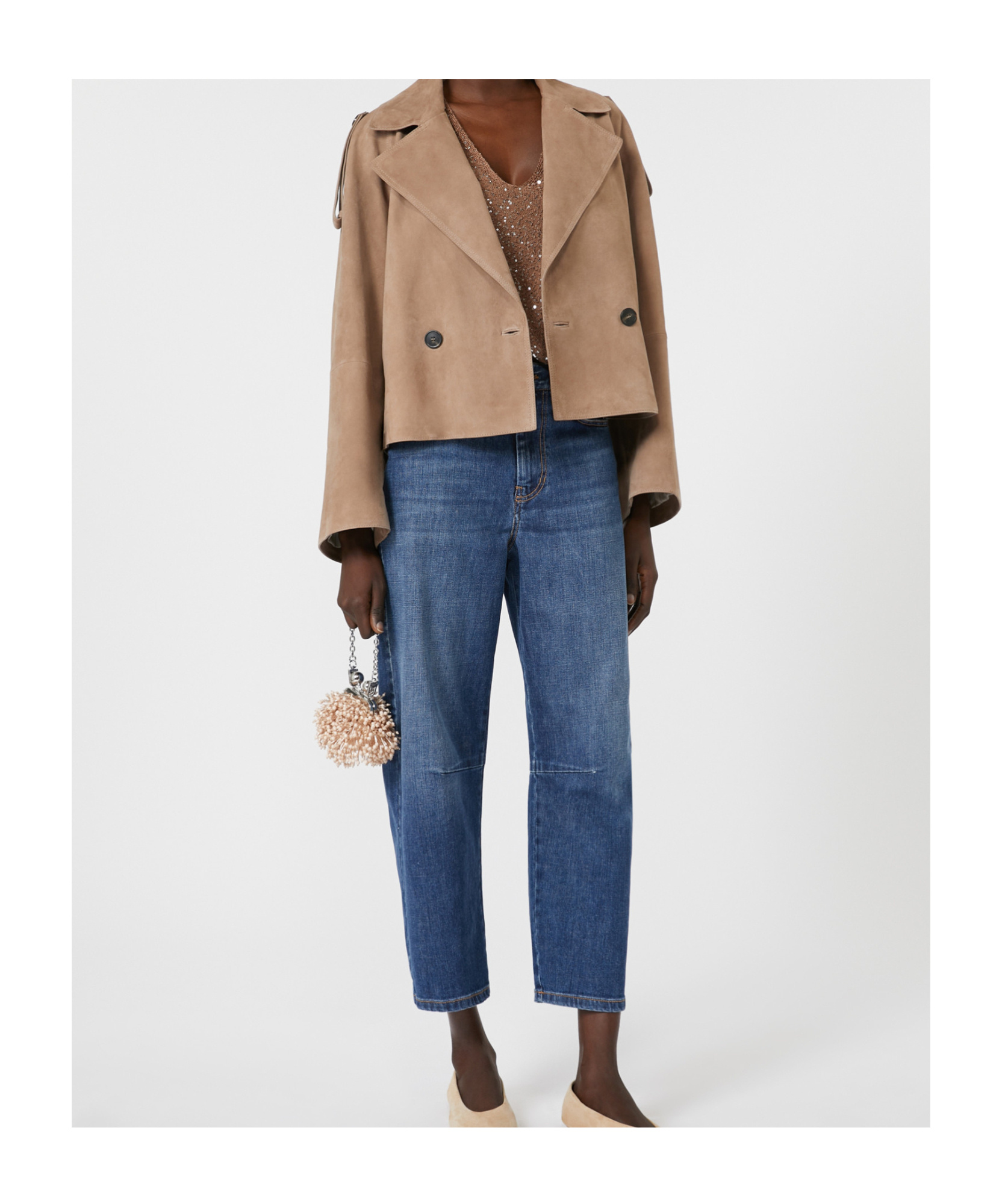 Weekend Max Mara Double-breasted Suede Jacket In Neutral
