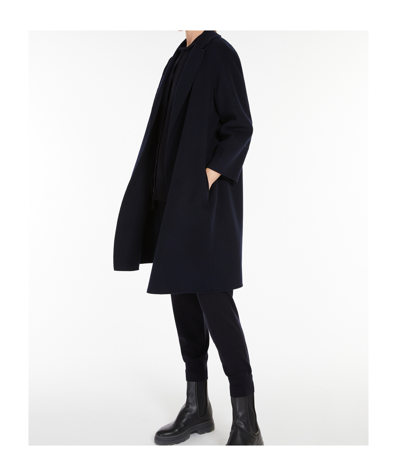 Max Mara Black Arona Double-faced Short Wool Coat In Black