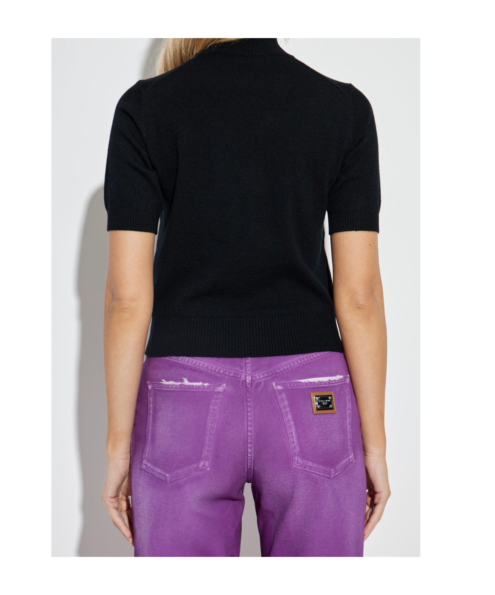 Dolce & Gabbana Short-sleeve Turtleneck Sweater In Black