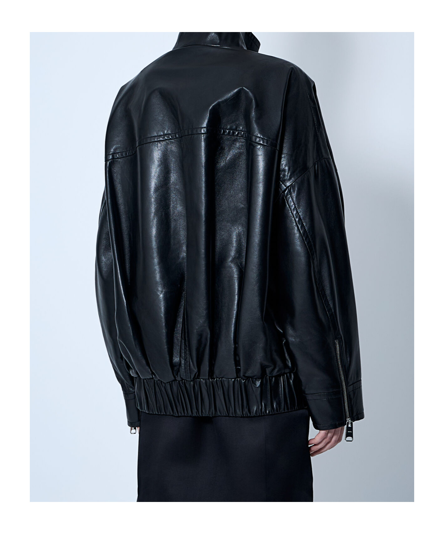 Khaite Ayman Leather Bomber Jacket In Black