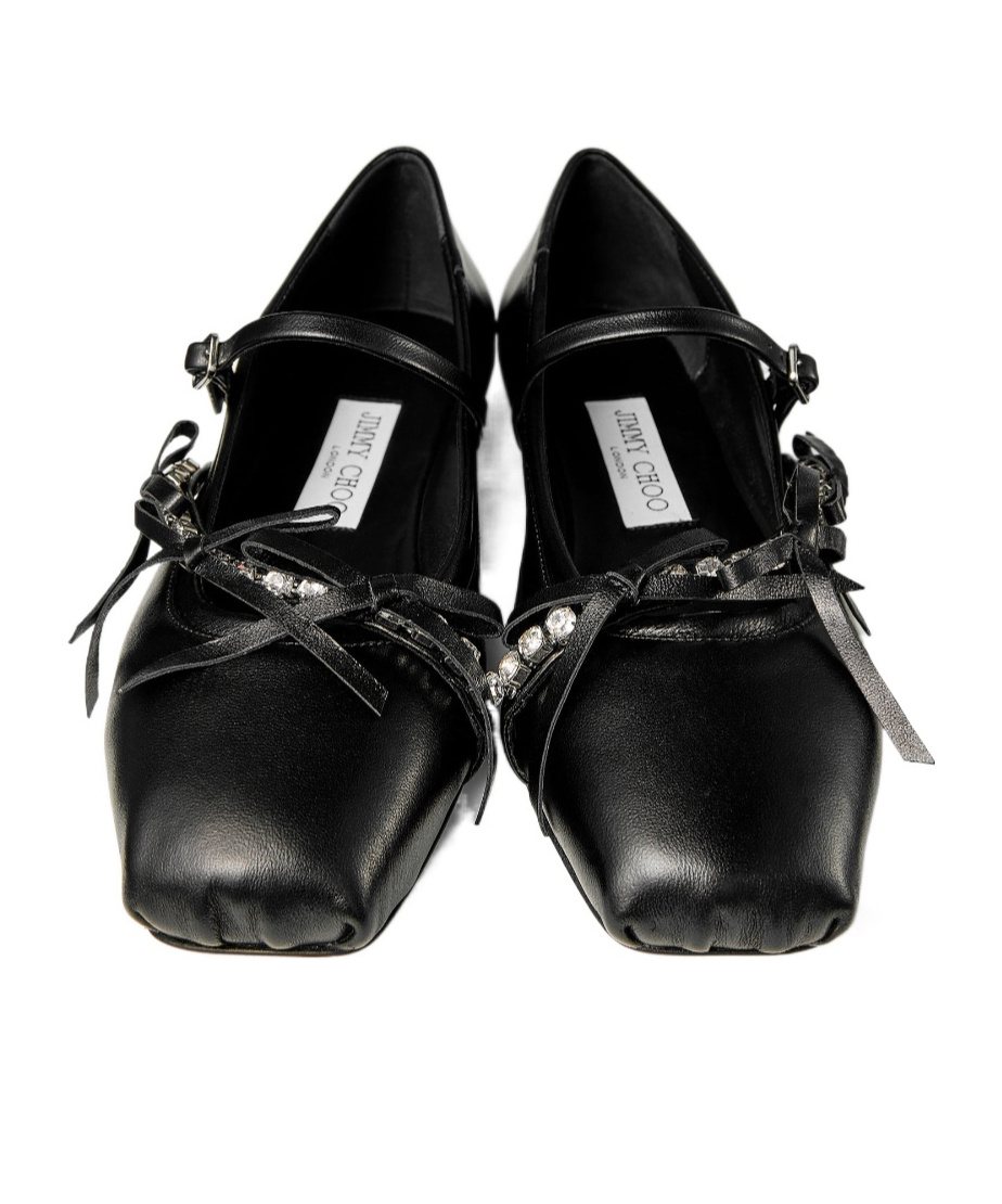 Jimmy Choo Square-toe Ballerina Shoes In Black
