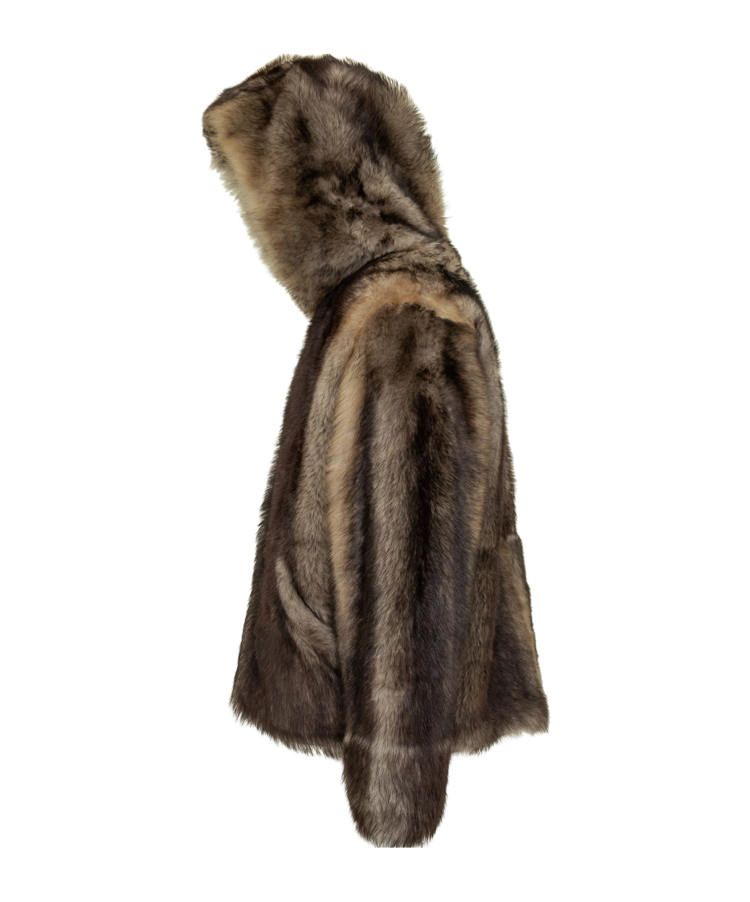 Yves Salomon Hooded Lamb Fur Jacket In Brown