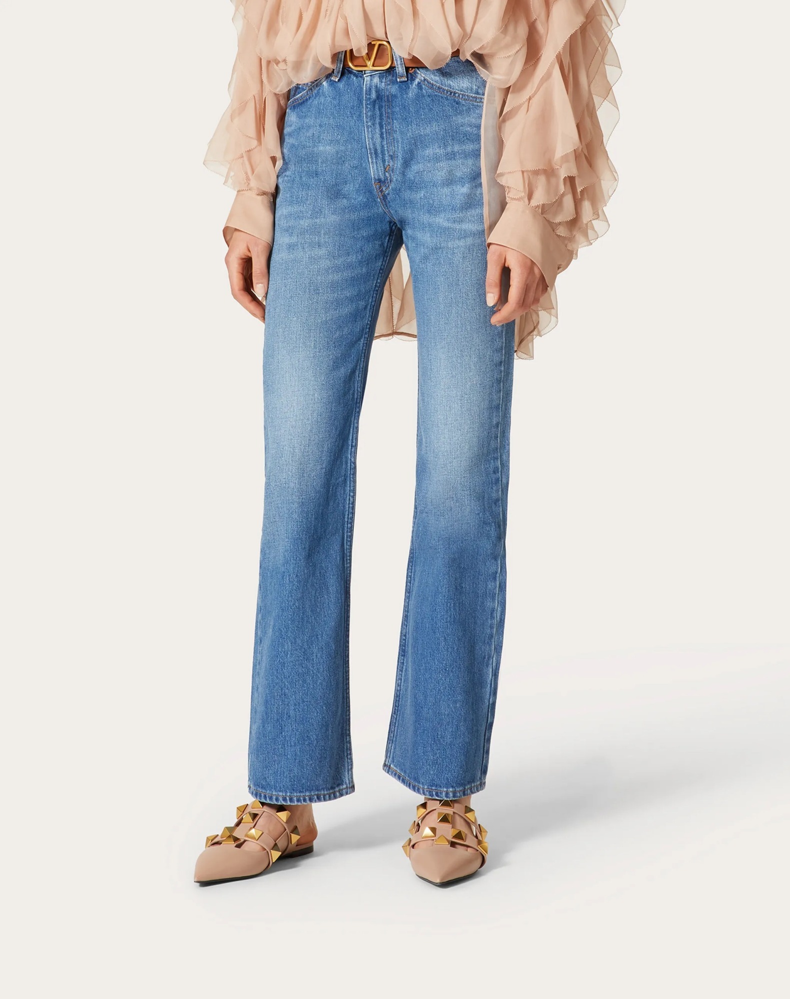 Shop Valentino X Levis Bootcut High-rise Jeans In Blue