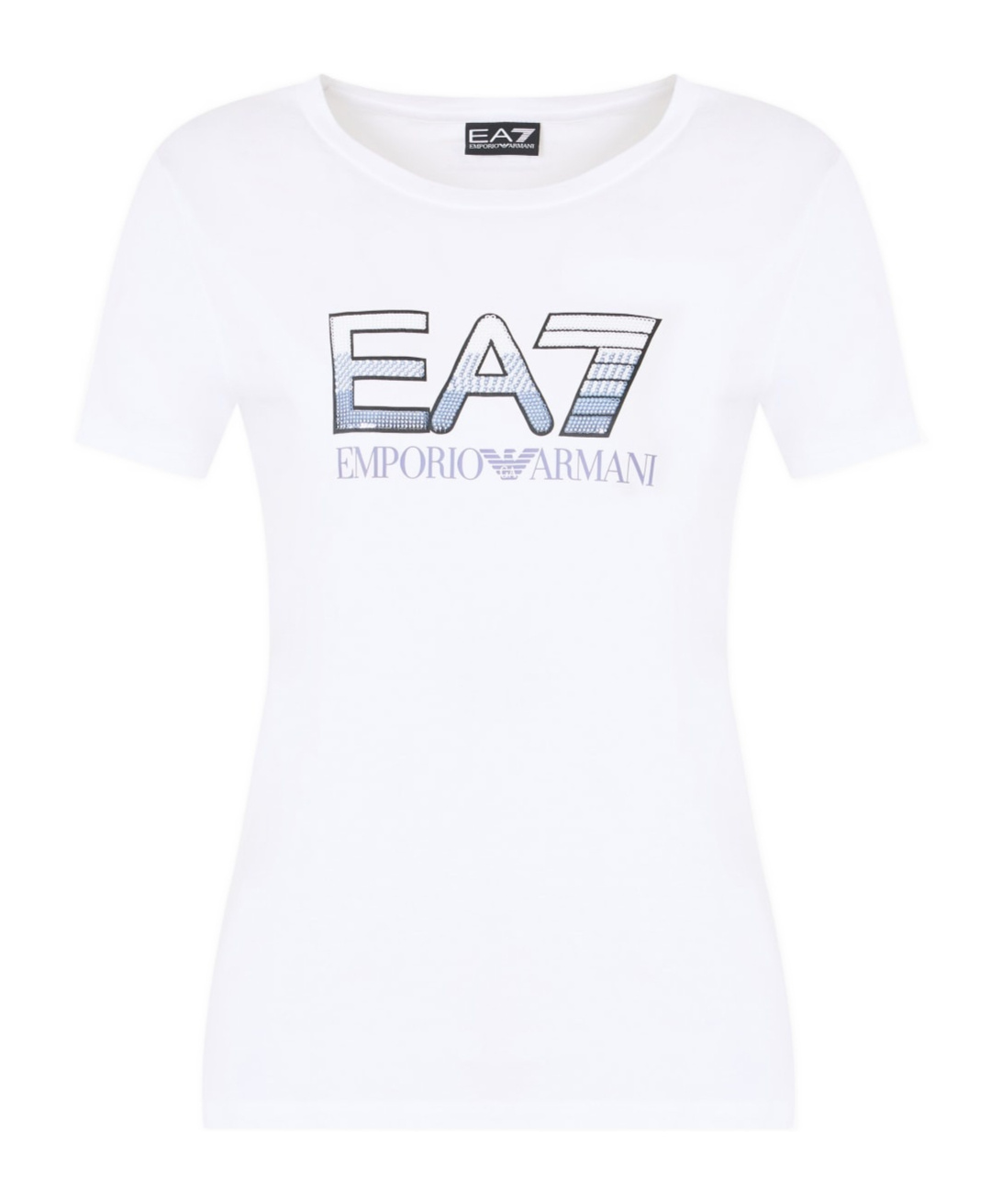 Ea7 Logo Series Stretch-cotton Crew-neck T-shirt With Sequin Logo In White
