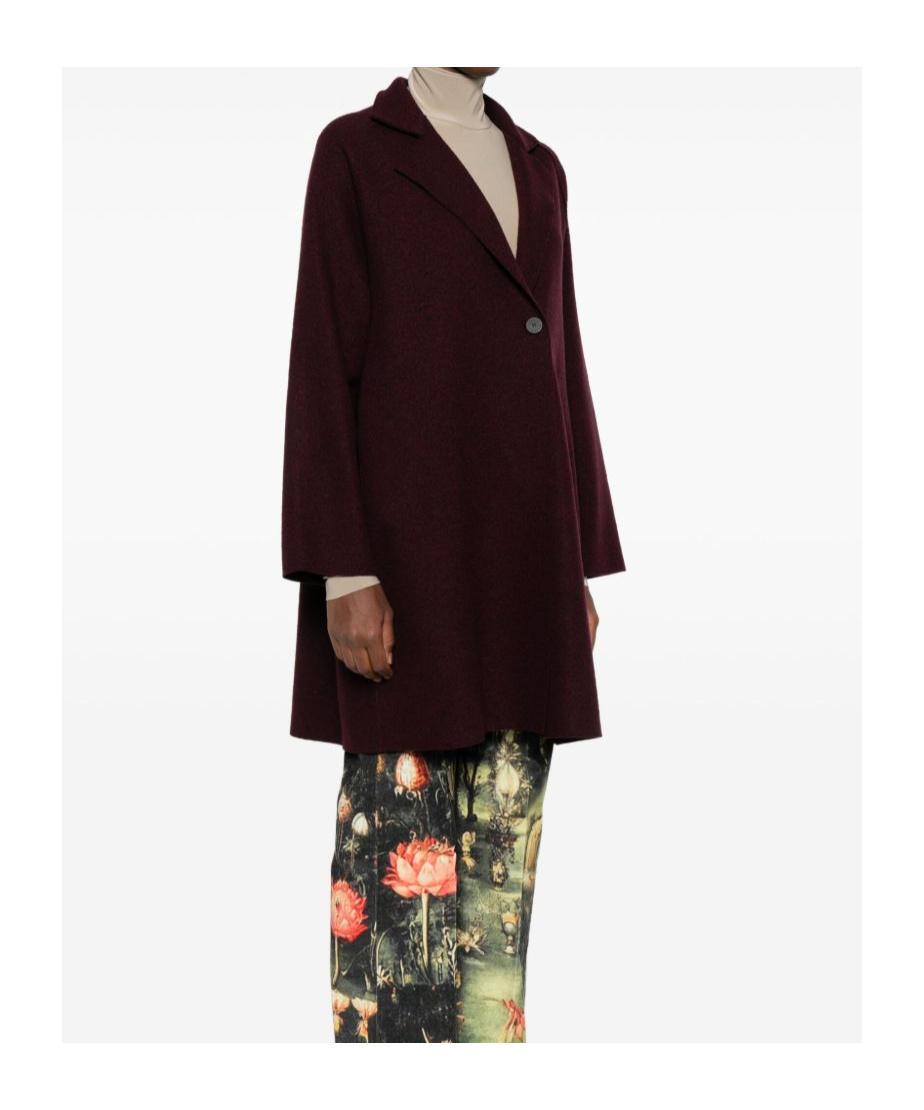 Harris Wharf London Wool Coat With High Neck And Raglan Sleeves In Burgundy