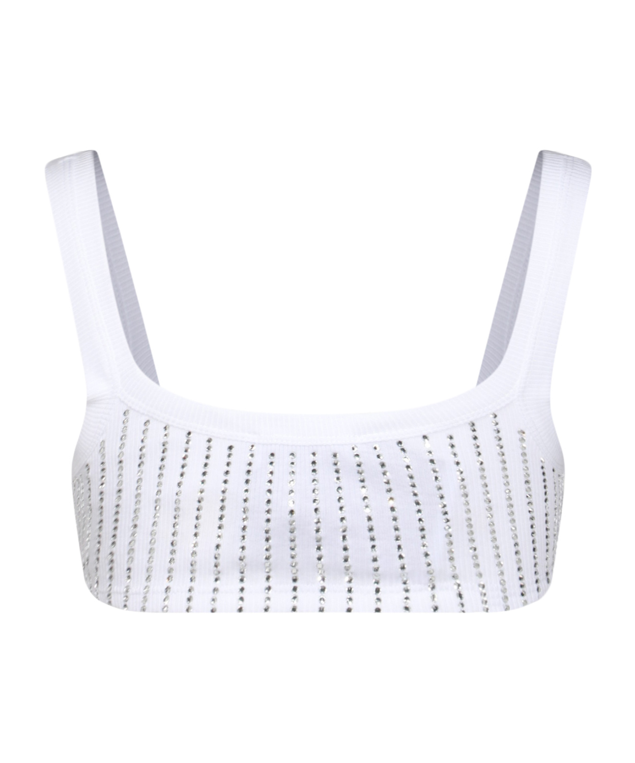Attico White Cotton Hotfix Crystal Bralette Top In White