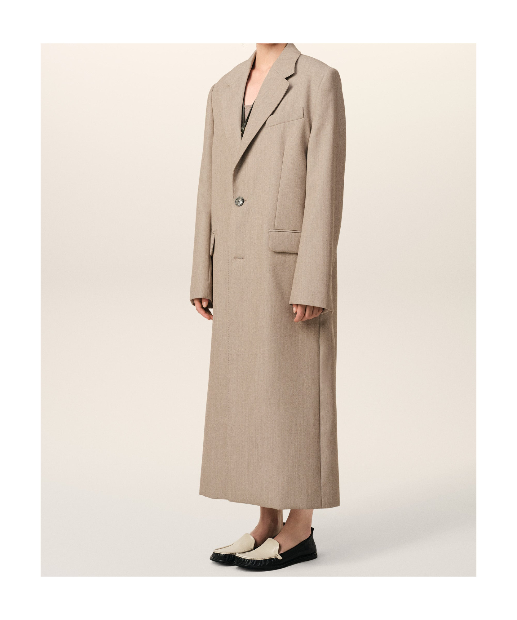 Ami Alexandre Mattiussi Beige Wool Back Slit Long Coat Beige In Nude