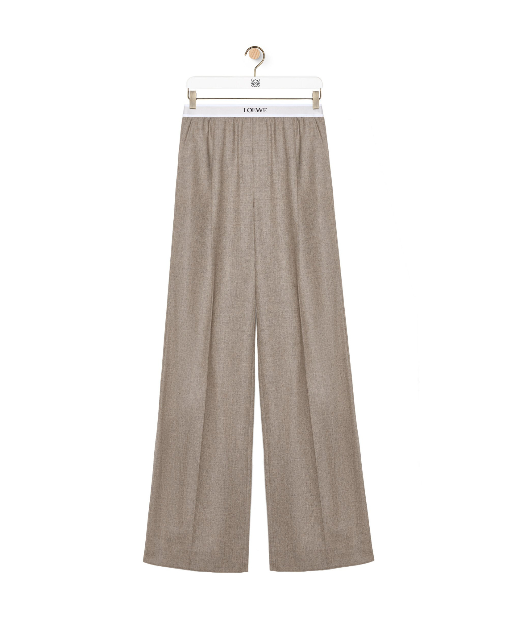 Loewe Wool And Cashmere Pleated Straight Pants In Nude