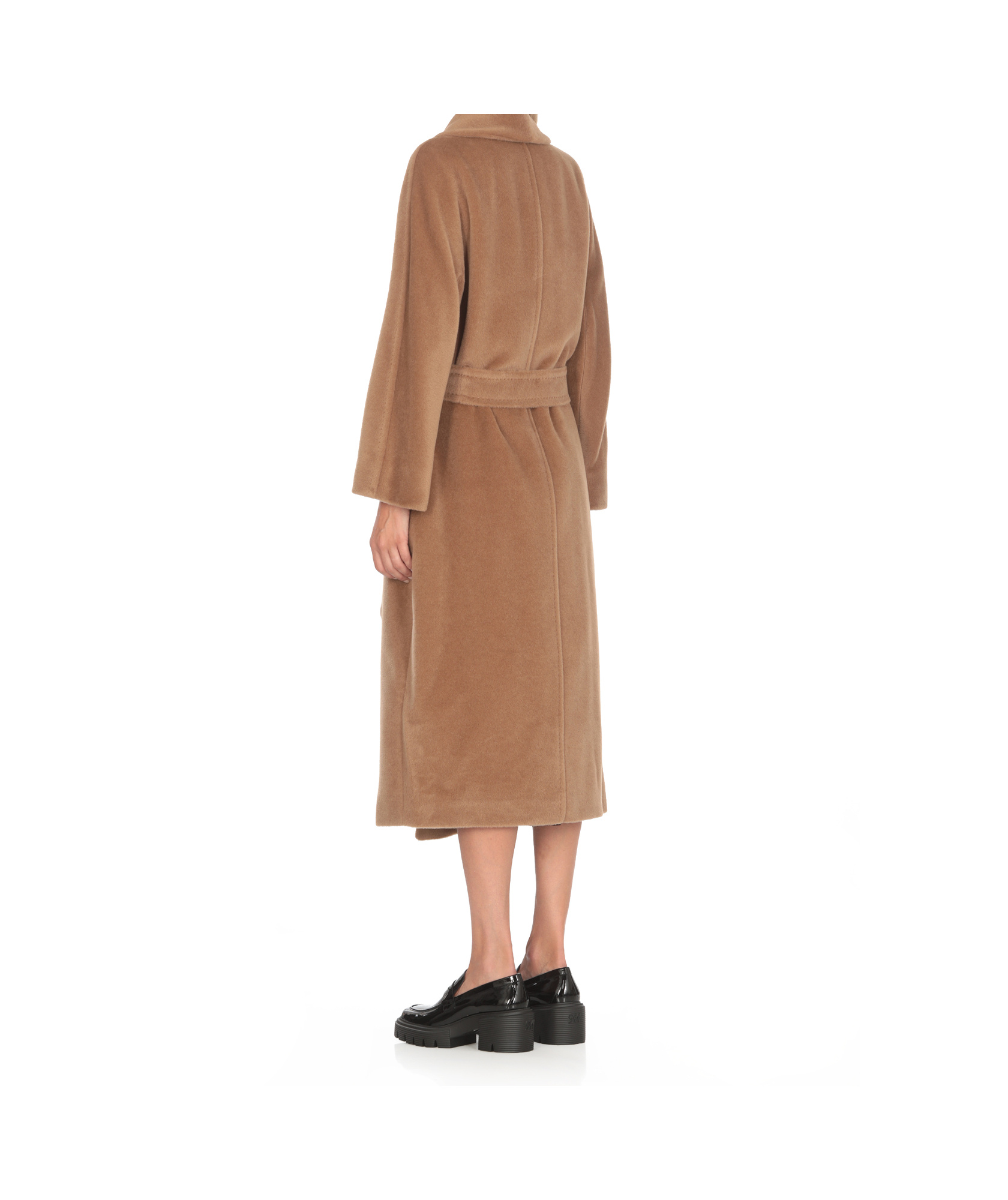 Max Mara Long-sleeved Lapel Coat In Brown