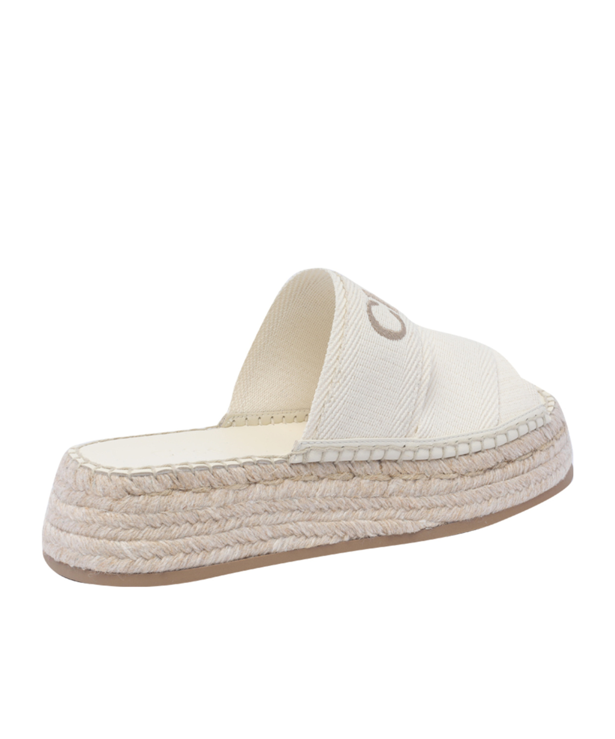 Chloé Mila Logo-embroidered Canvas Espadrille Slides In Nude