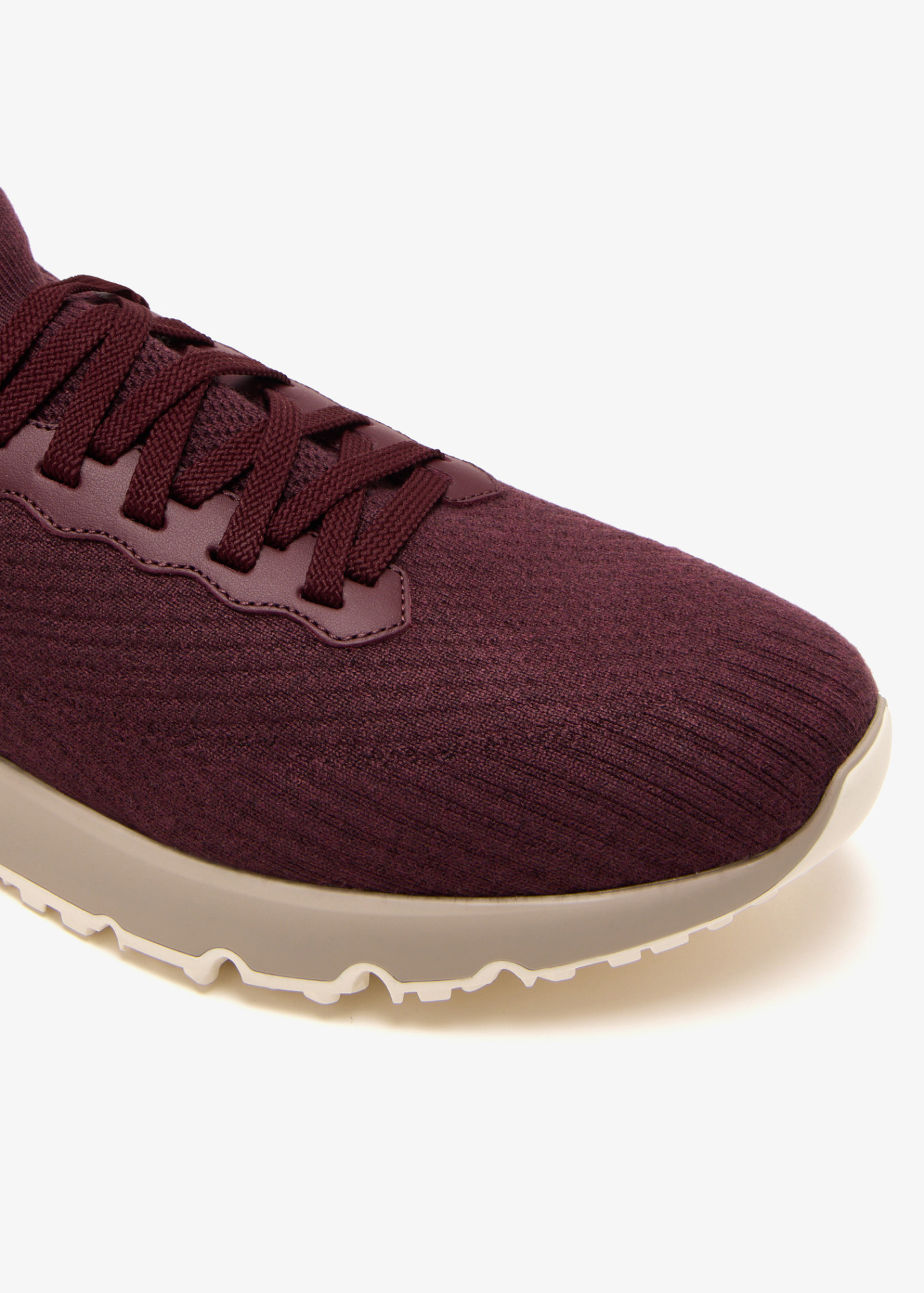Brunello Cucinelli Men Burgundy Knit And Leather Runners In Burgundy