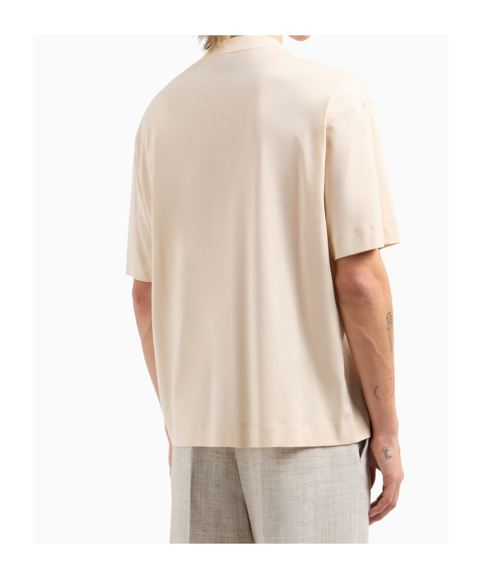 Emporio Armani Asv Lyocell Blend Jersey Oversized T-shirt With Lily Print In White