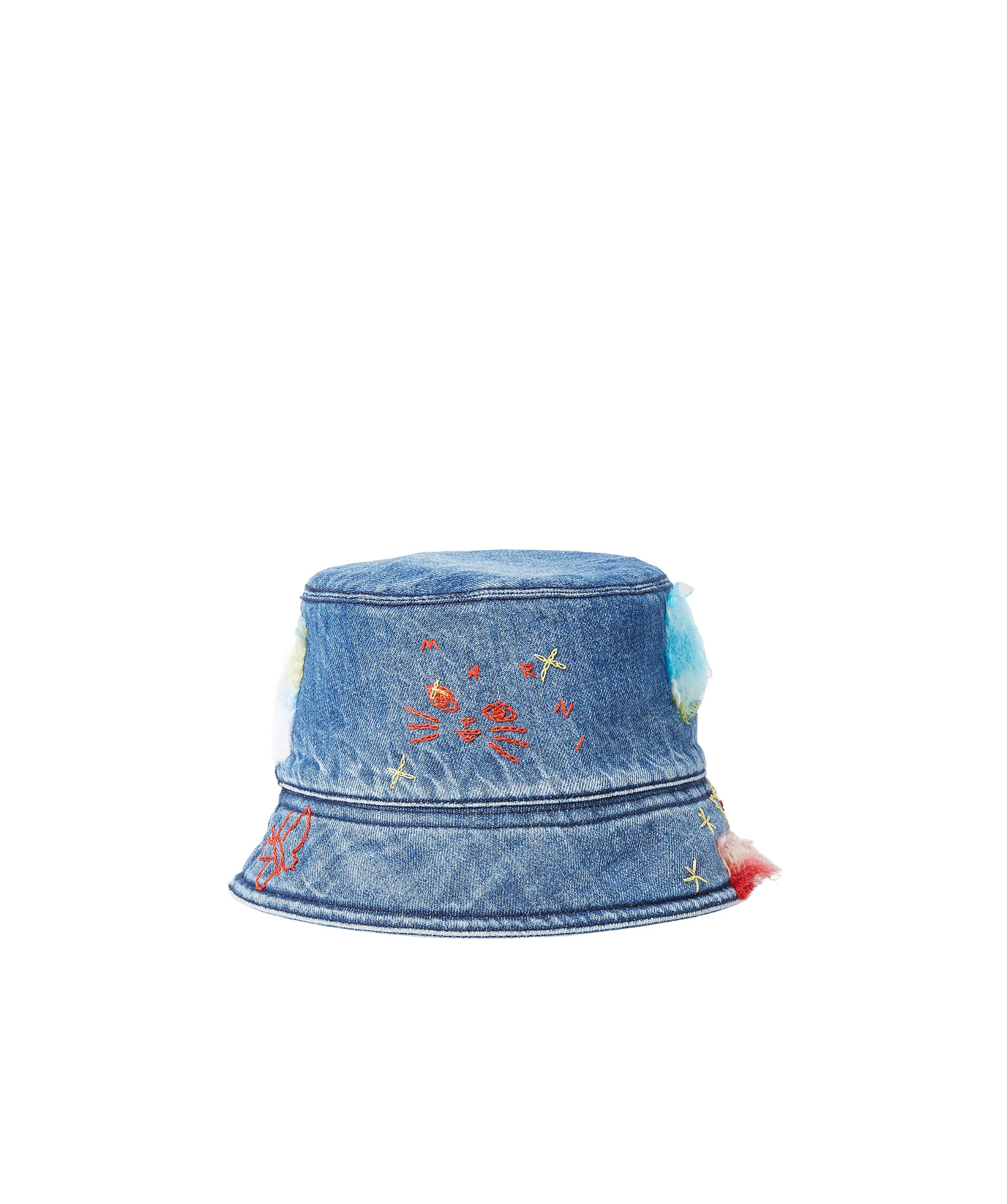 MARNI STAR-EMBROIDERED DENIM BUCKET HAT