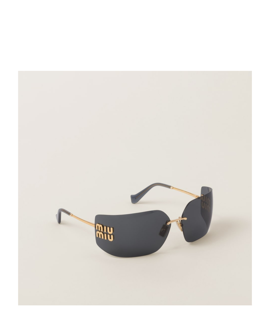 Miu Miu Mu 54ys 80 Rimless Titanium Wrap Sunglasses In Black