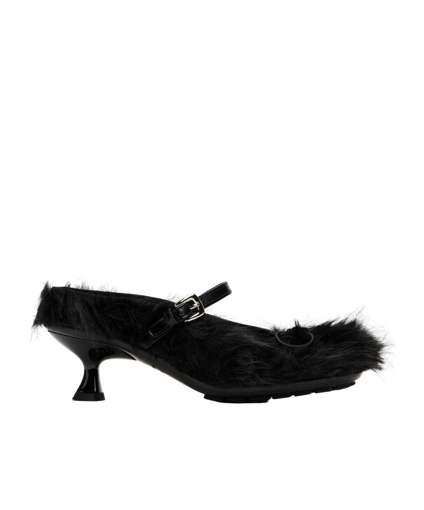 Simone Rocha 60mm Fur-trimmed Buckle Mules In Black