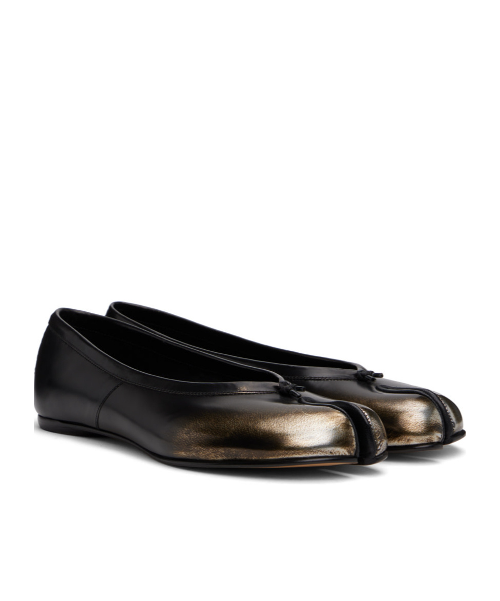 Maison Margiela Tabi Leather Ballerina Shoes In Black
