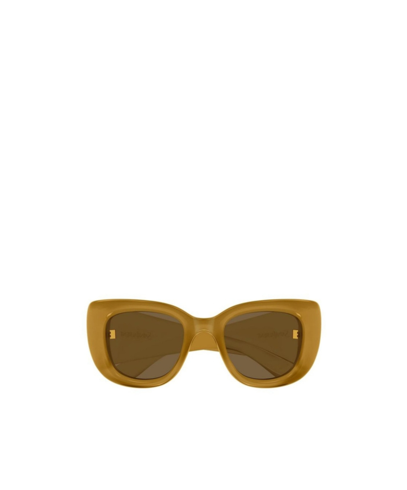 Saint Laurent Logo-detail Sunglasses In Brown