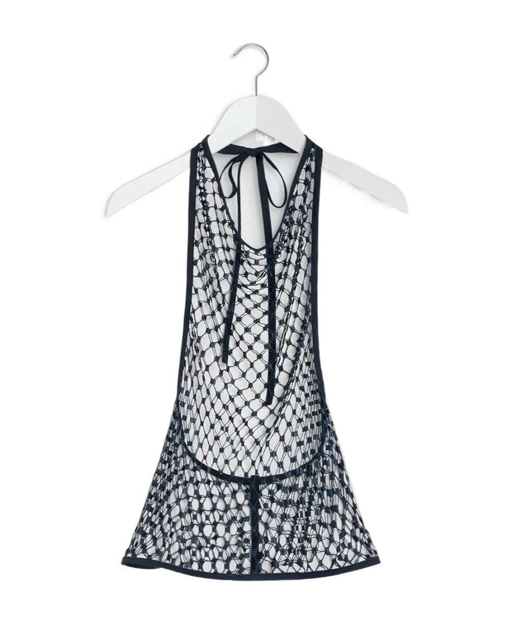 Lemaire Fishnet Halter Top In White