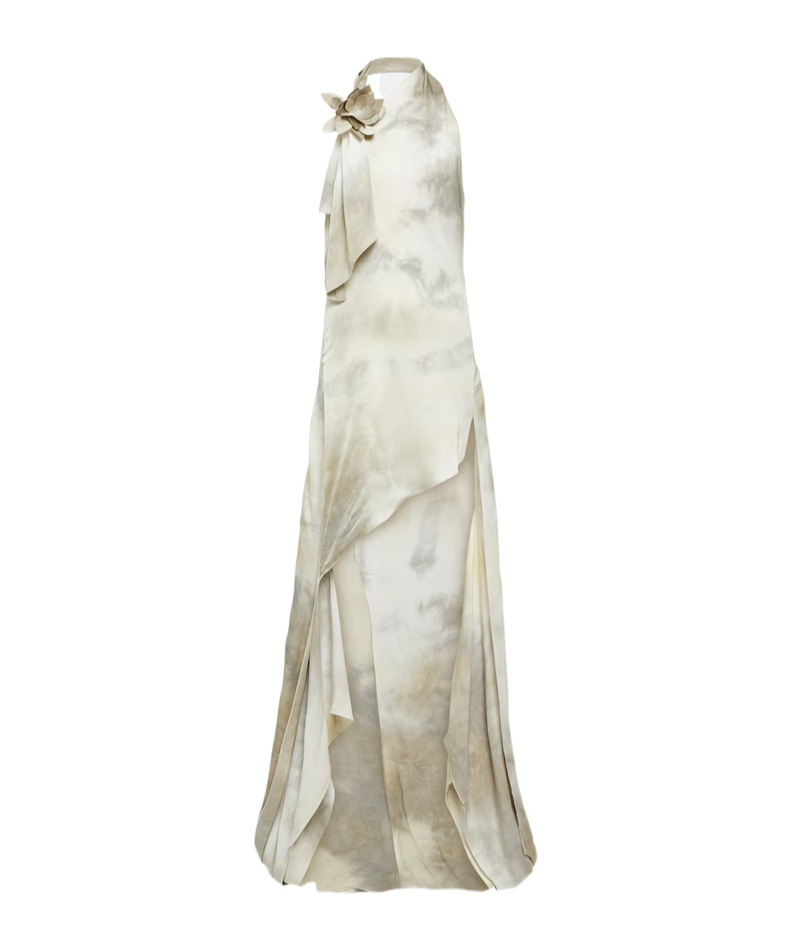 Coperni Floral Asymmetric Dress Skirt In Gray