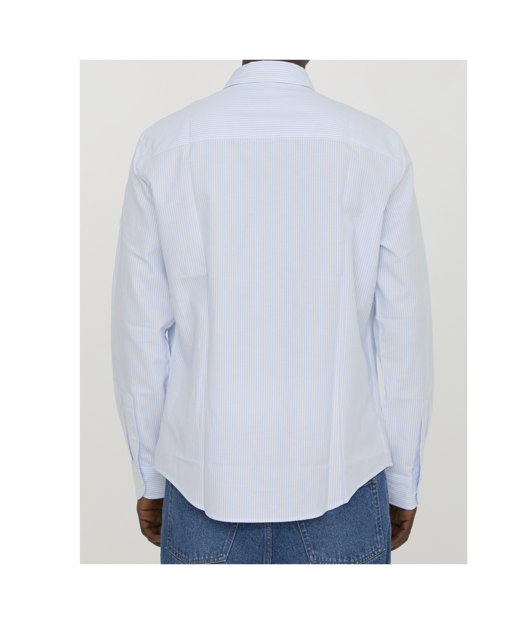 Ami Alexandre Mattiussi Adc Button-down Collar Logo-embroidered Striped Cotton Oxford Shirt In White