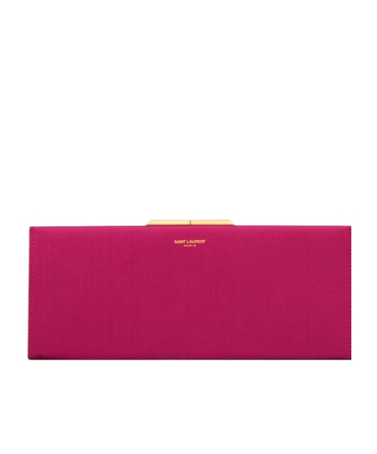 Saint Laurent Midnight Small Clutch In Satin In Purple