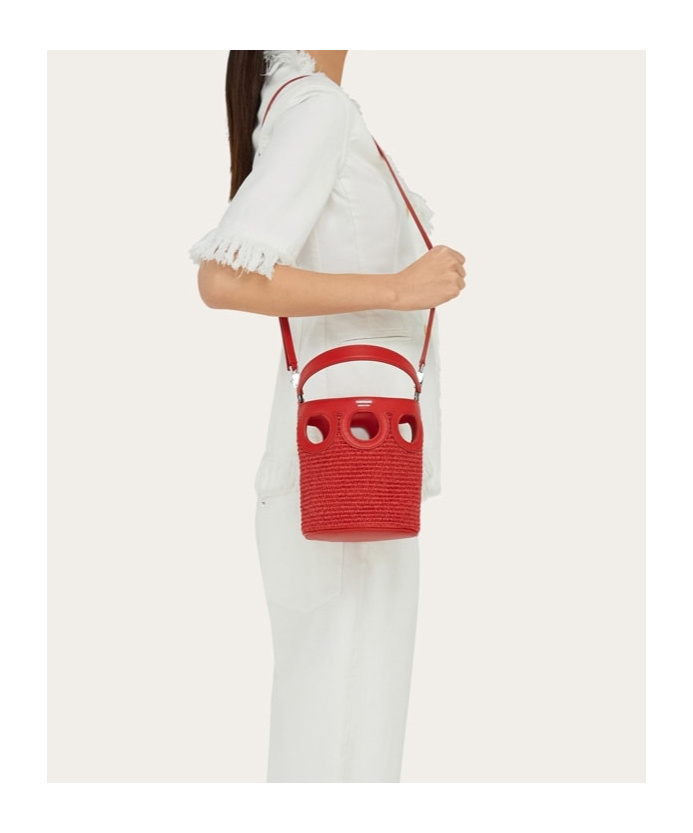 Ferragamo Gancini Outline Bucket Bag (xs) In Red