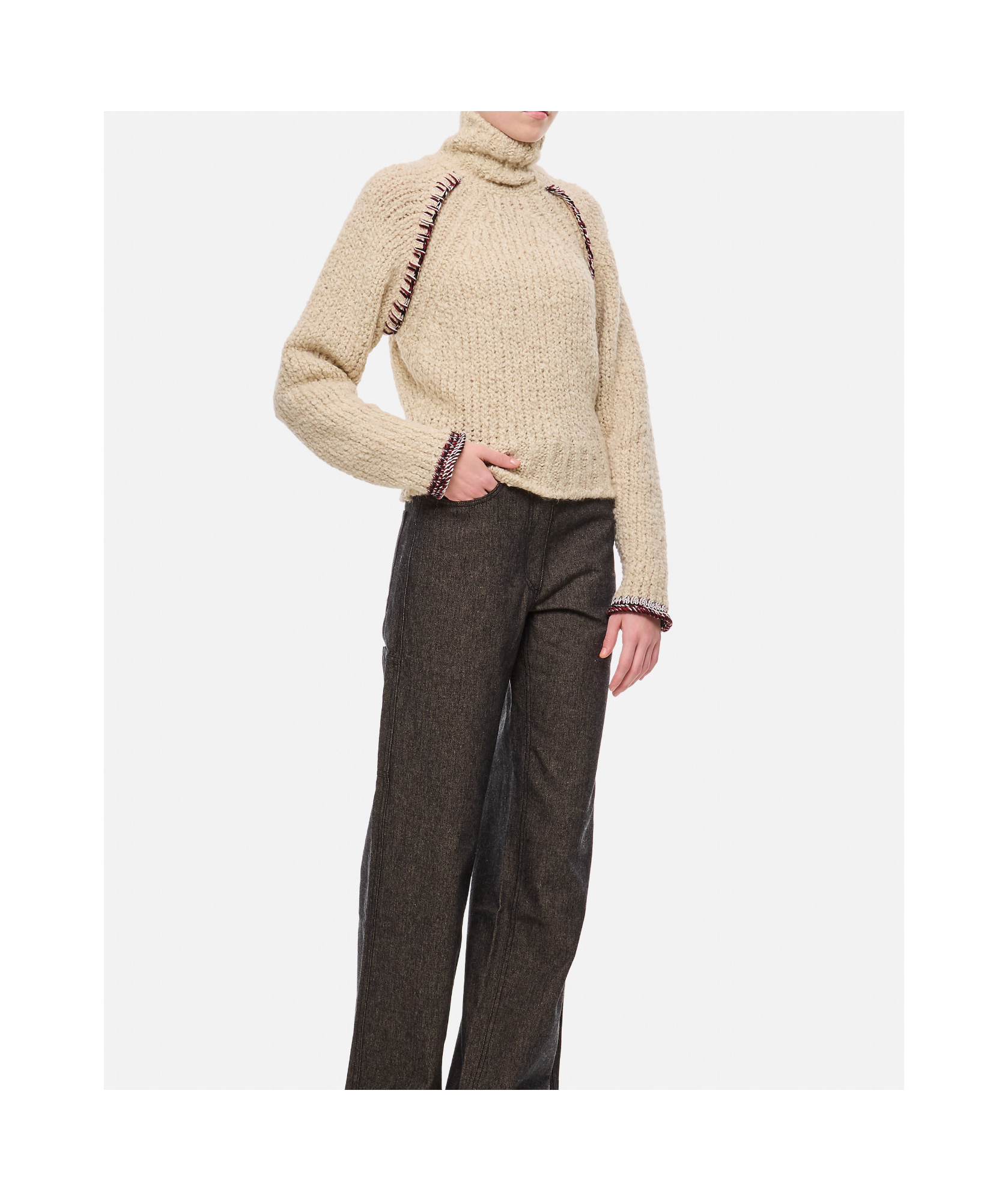 Durazzi Milano Chunky Knit Sweater Knitwear Beige In Nude