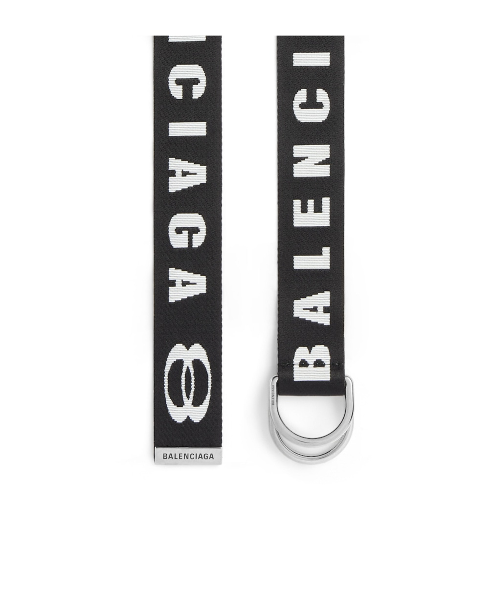 Balenciaga Logo-lettering Double-ring Belt In Black