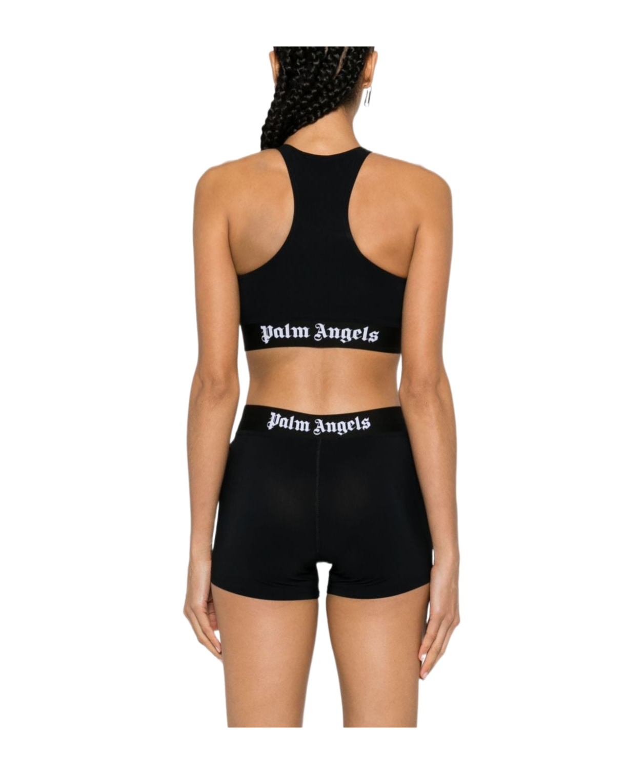 Palm Angels Logo Sport Top Black White In Black