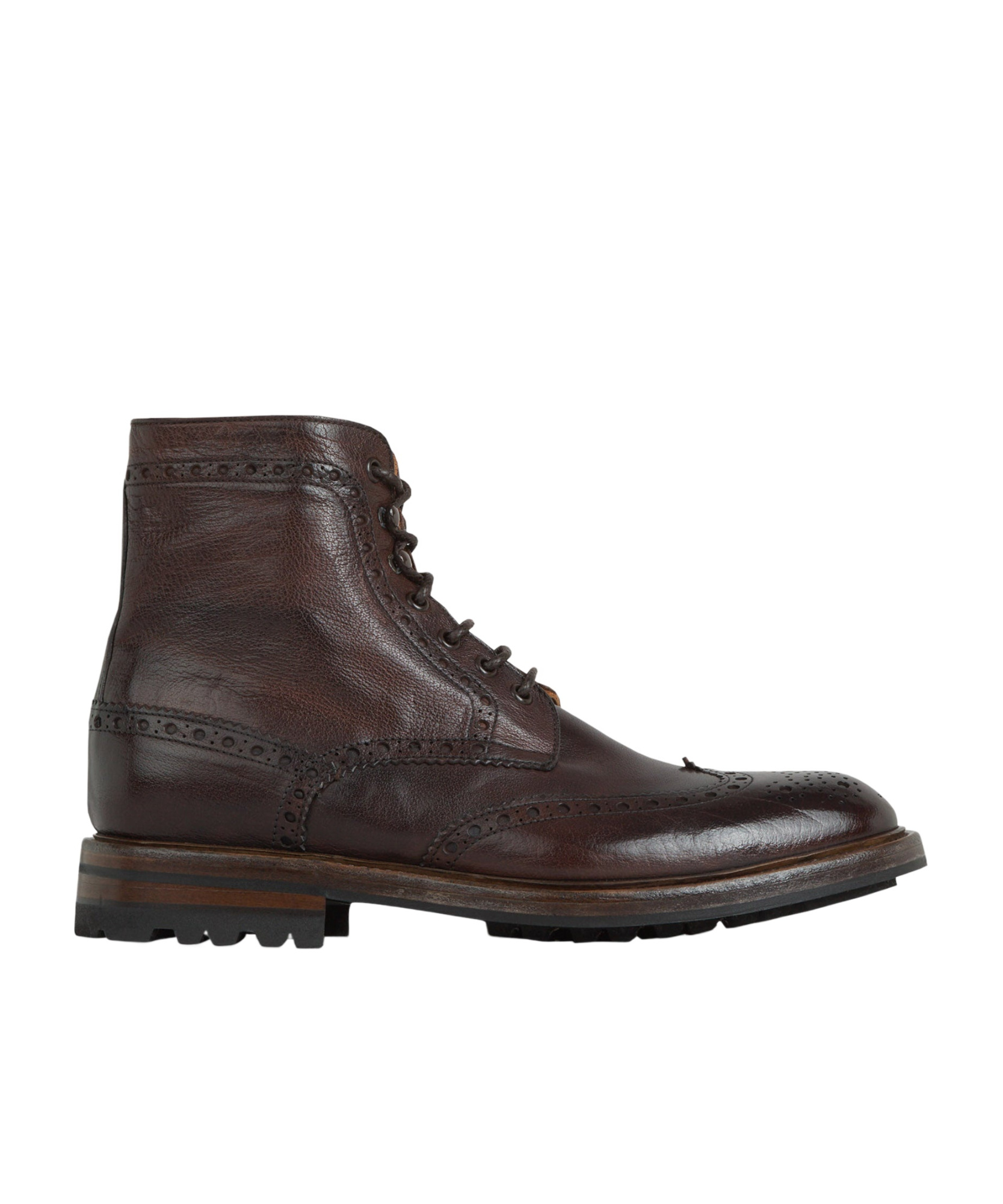Green George Leather Brogue Ankle Boots In Black