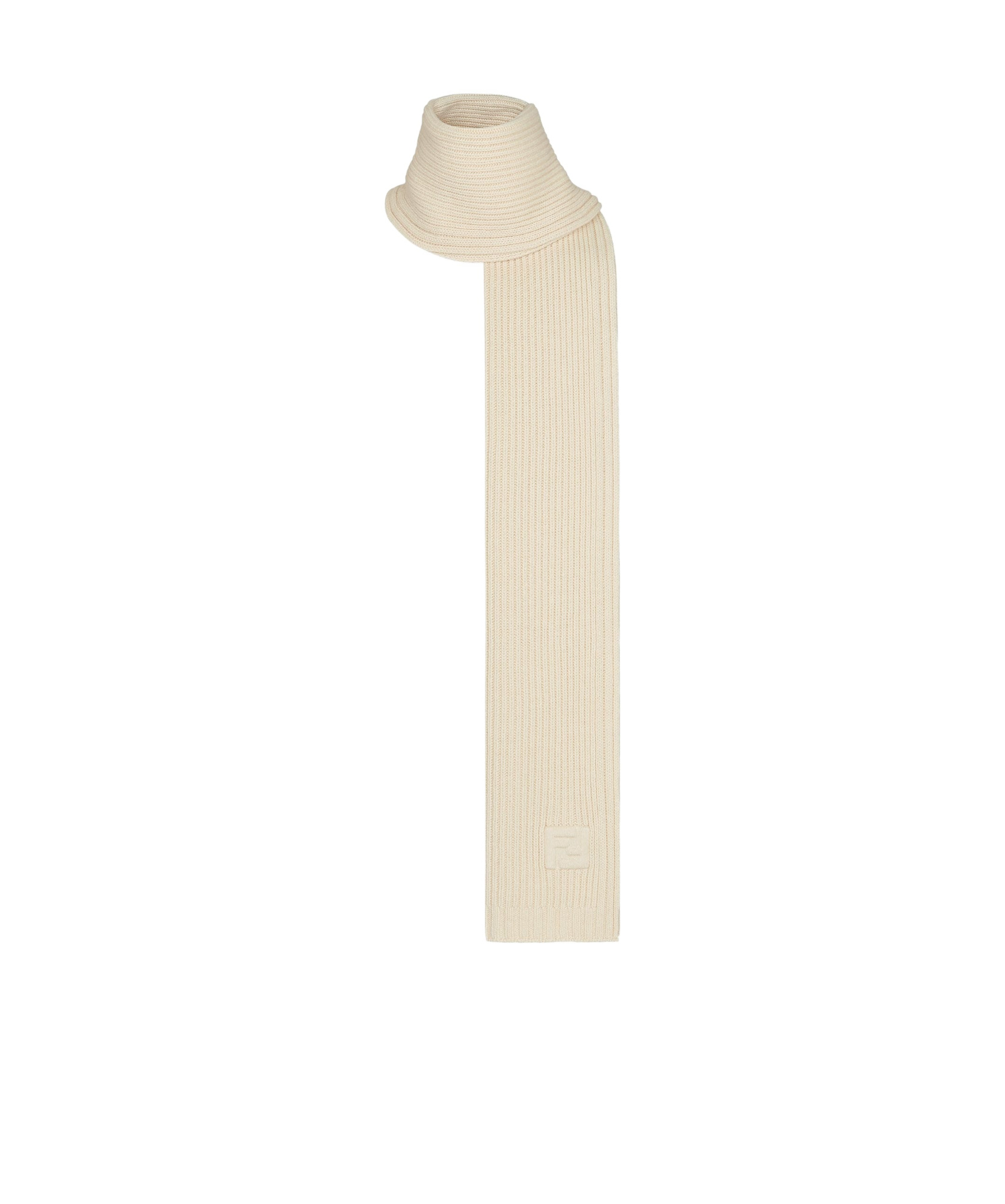 Shop Fendi White Wool Scarf In Nude