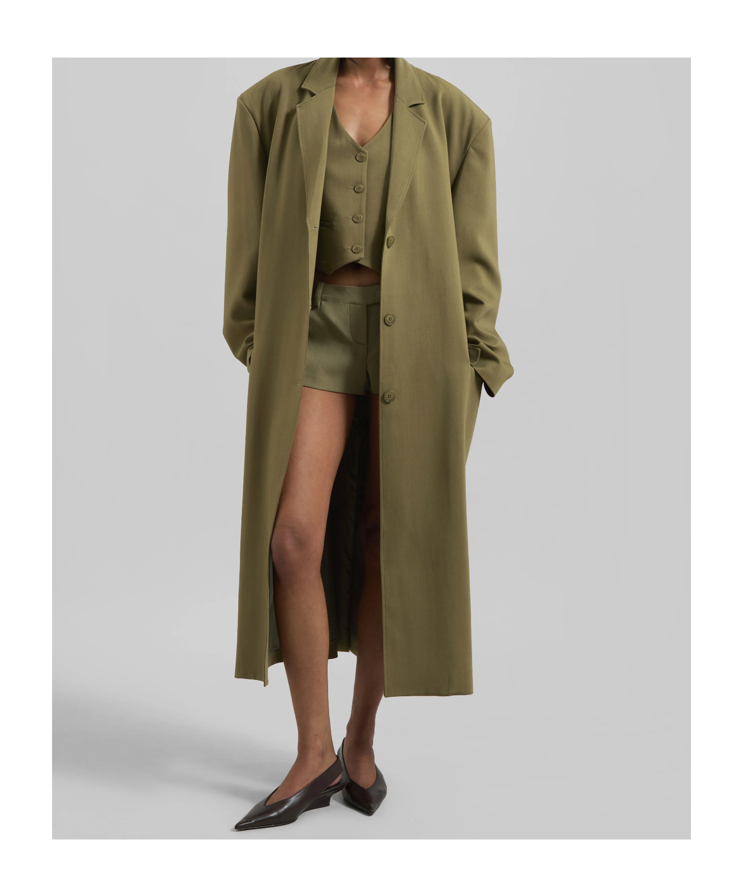Shop The Frankie Shop Tribeca Long Coat - Khaki