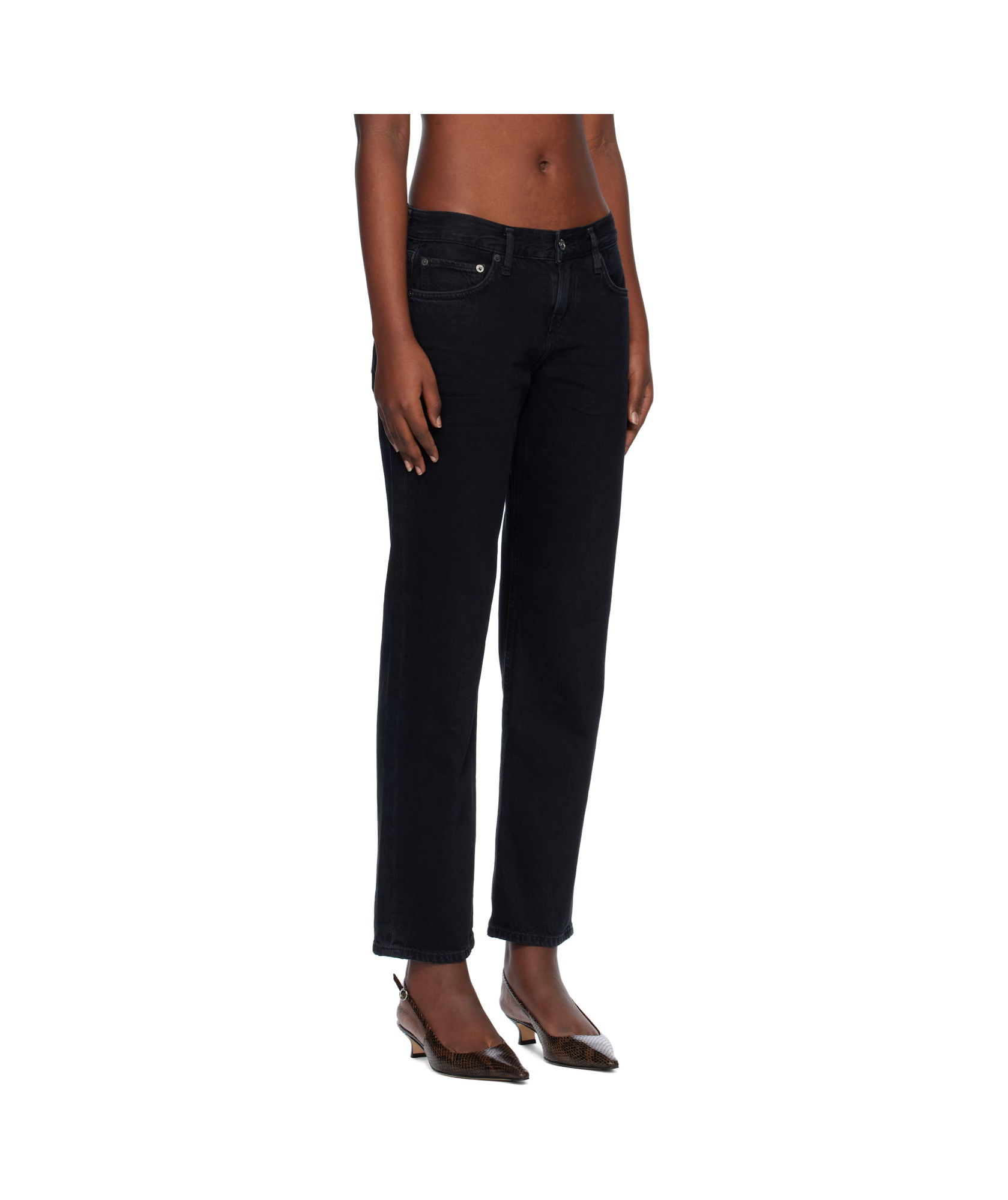 Agolde Five Pocket Denim Trousers In Black