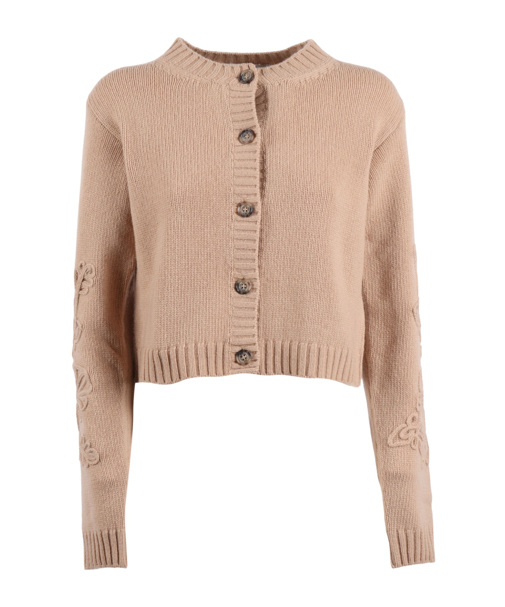 Ermanno Scervino Open-front Knit Cardigan In Fine Wool In Brown