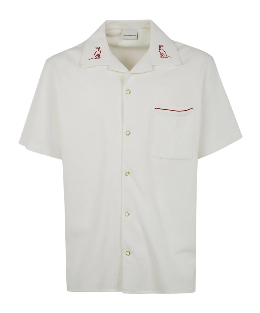 Drôle De Monsieur Embroidered Collar Shirt In White