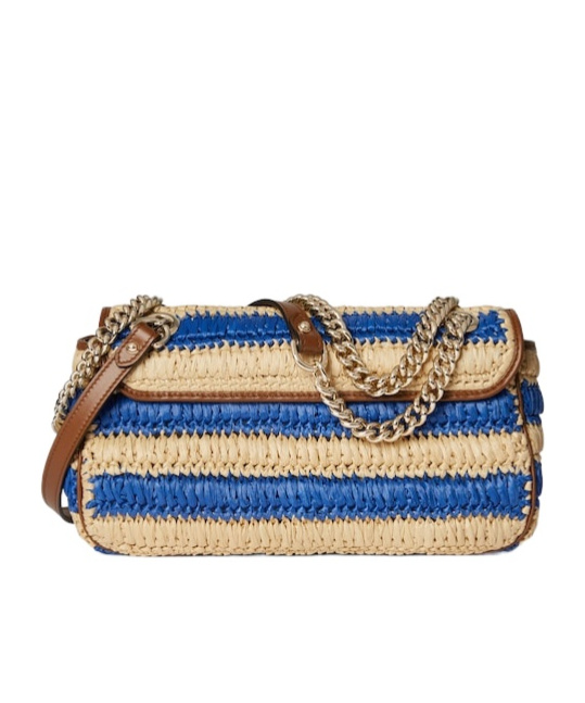 Gucci Gg Marmont Woven Medium Shoulder Bag In Brown