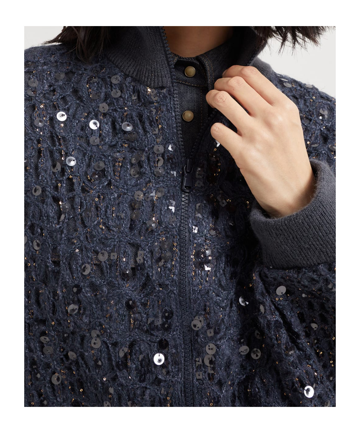 Brunello Cucinelli Dazzling Embroidered Cardigan In Blue