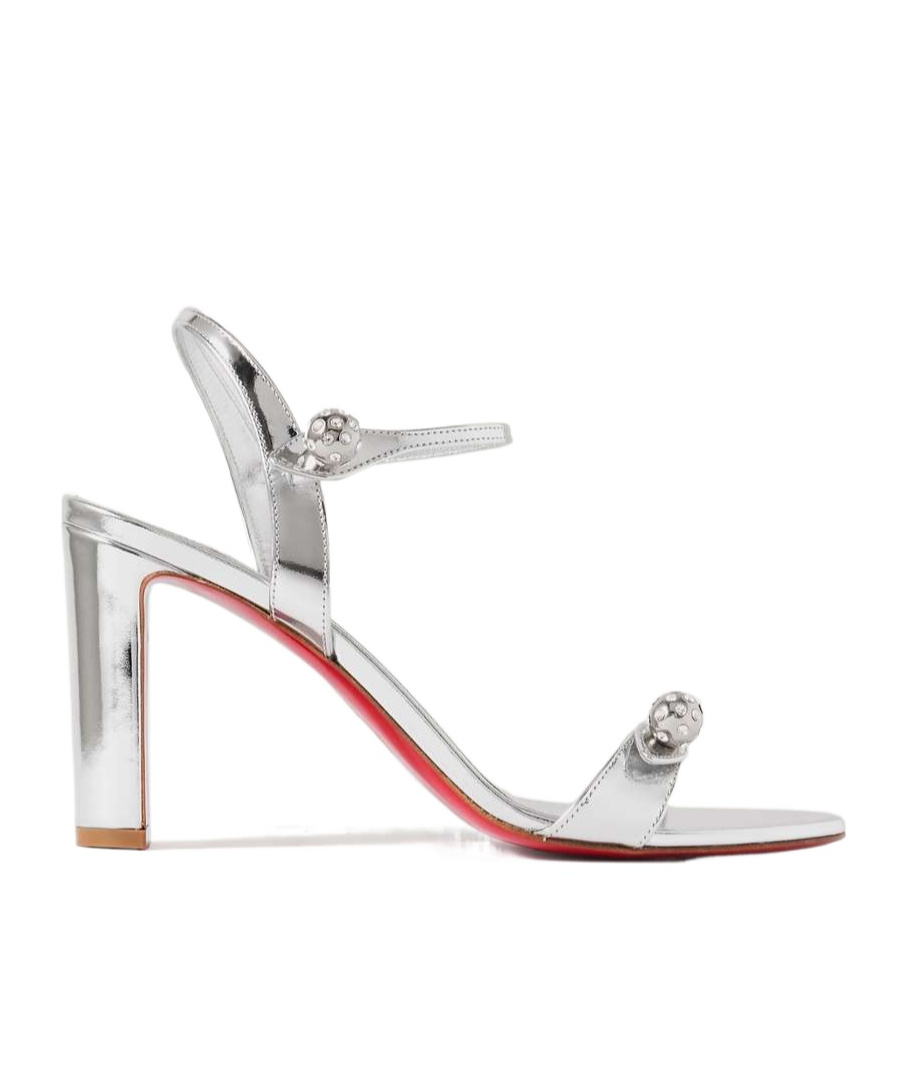 Christian Louboutin Verzierte Sandalen Atmospheria Aus Metallic-leder In White