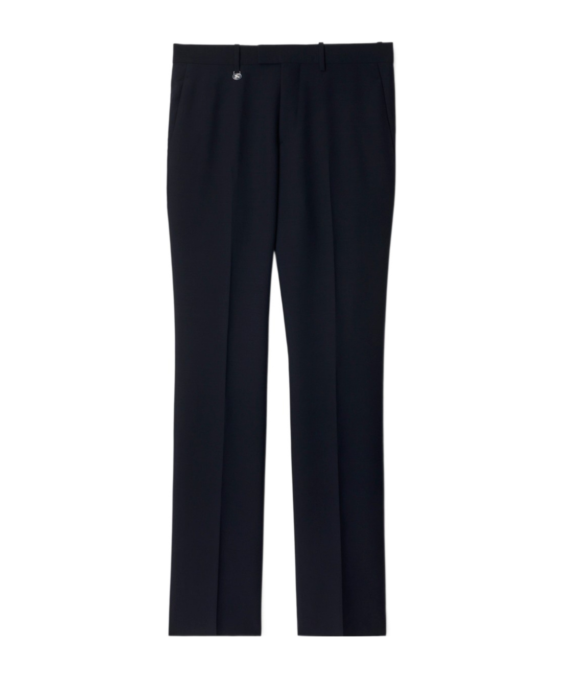 Burberry Suit Pants In Navy Blue Wool. Straight-leg Cut. Zippered Closure And Belt Clip. In Black