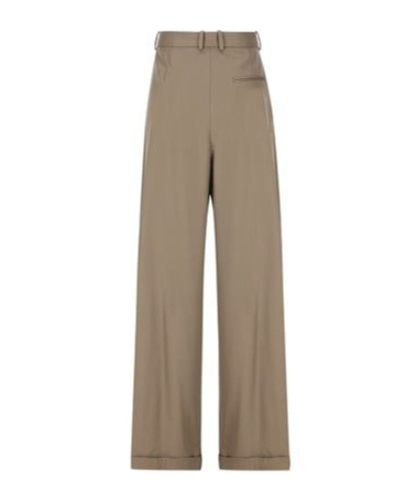 Loewe Pleated Trousers In Cotton And Silk In Brown