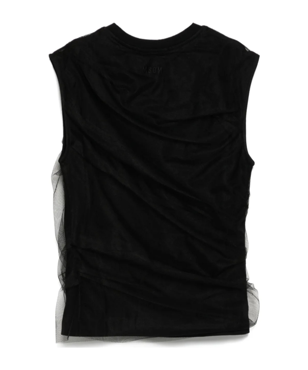 Msgm Mesh Detailing Top In Black