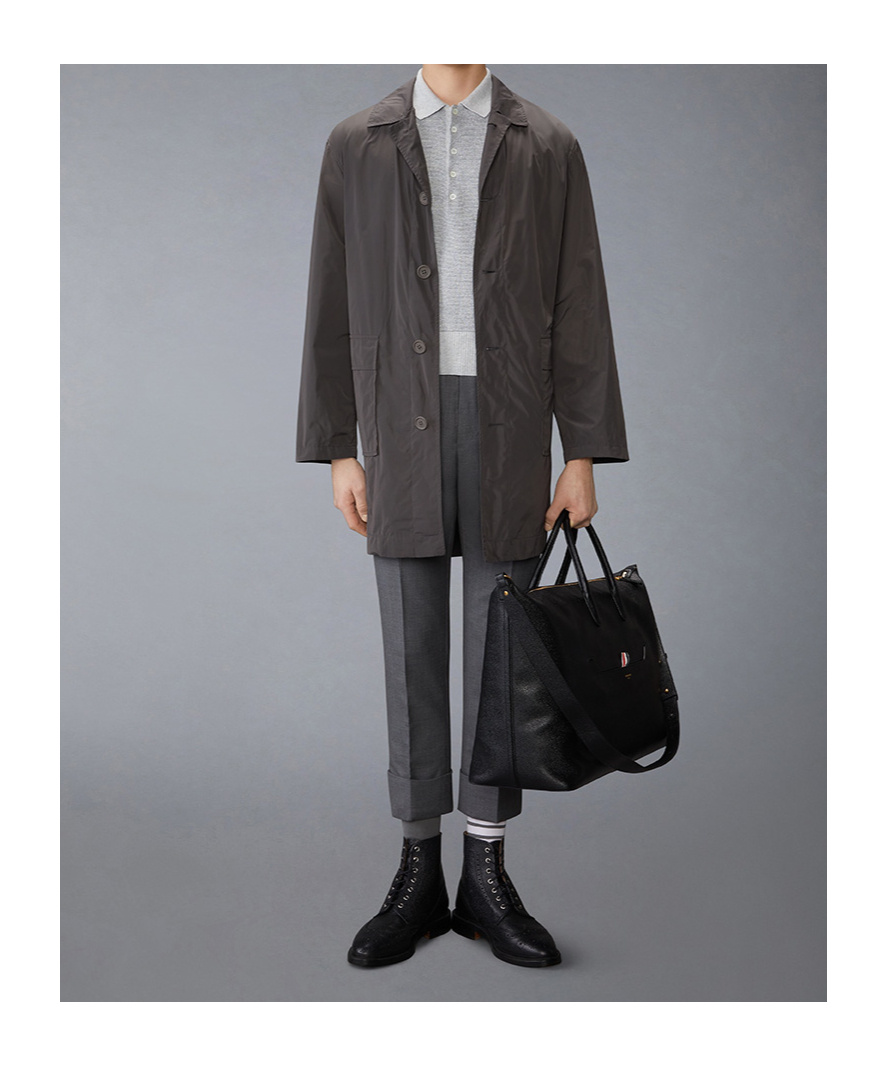 Thom Browne Gray Textured Striped Stitch 4-bar Relaxed Polo In Gray