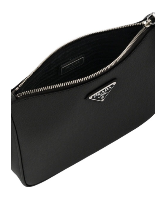 Prada Mens Black Re-nylon Leather And Recycled-nylon Shoulder Bag In Black