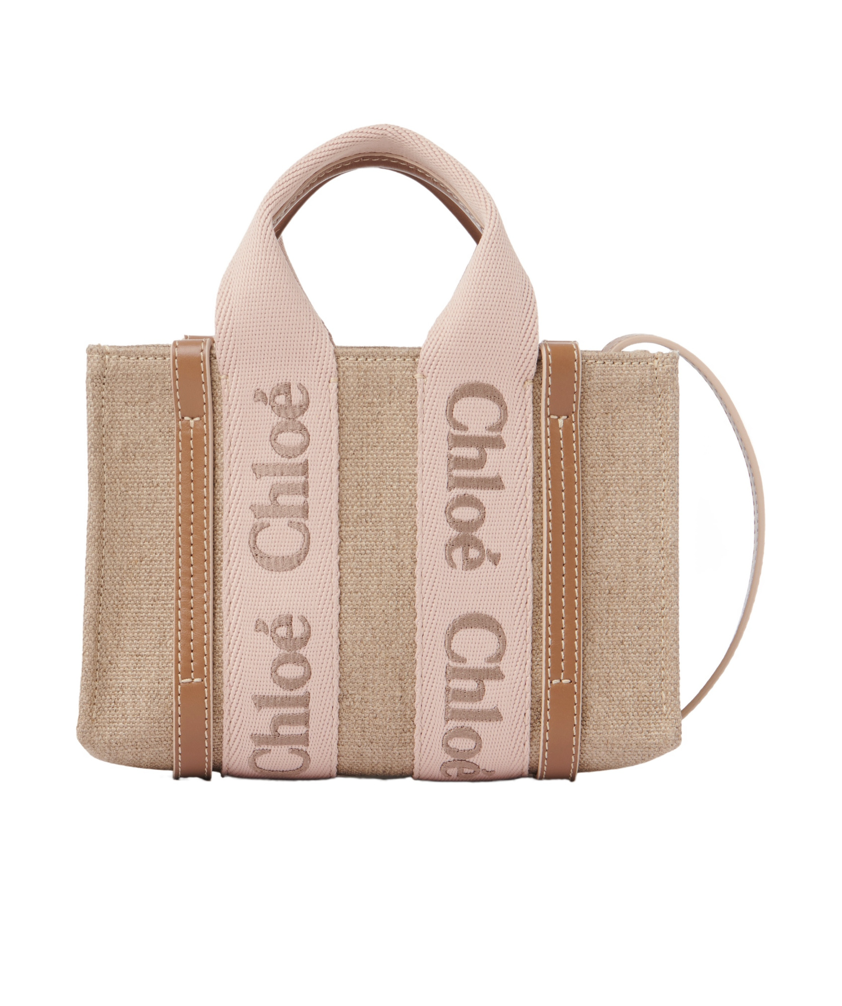 Chloé Logo Mini Shoulder Bag In Nude