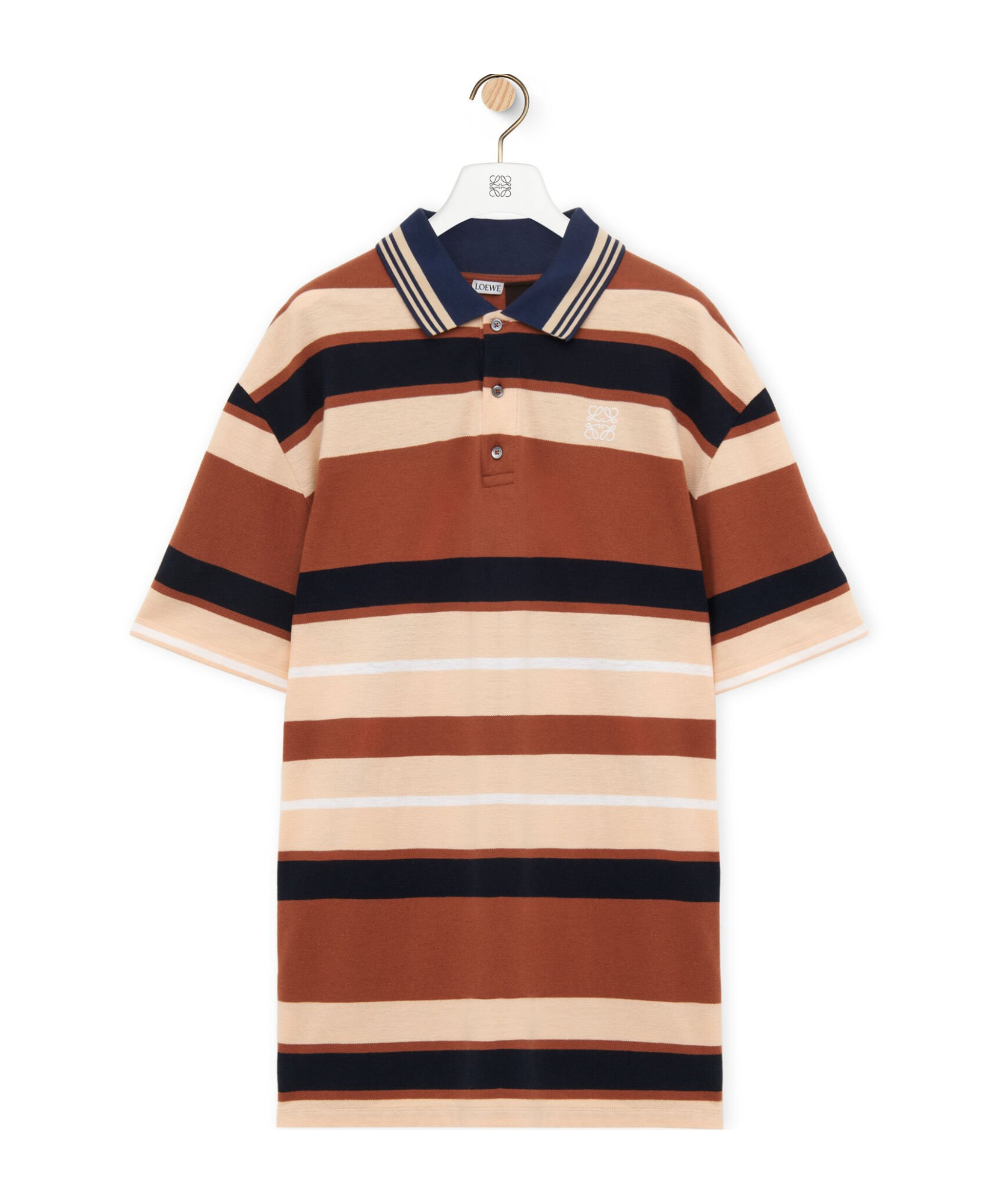 Loewe Oversized Fit Polo In Cotton And Linen With Stripes In Multi