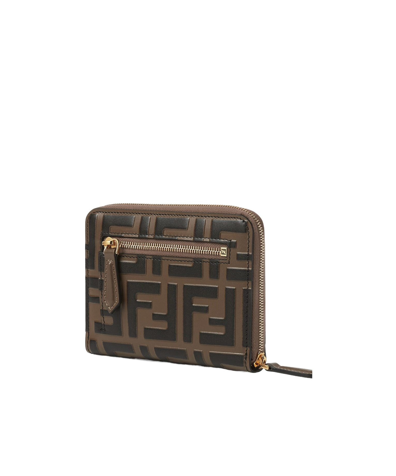 Fendi Ff Diamonds Medium Zipper Wallet In Black