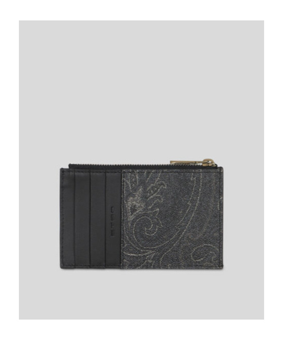 Etro Paisley Coin-pocket Wallet In Black