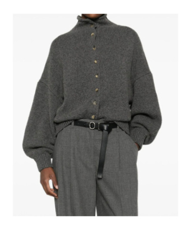 Khaite Nelya Long-sleeved Ribbed Cardigan In Gray