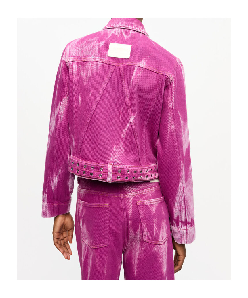 Ganni Long Sleeve Denim Jacket In Pink