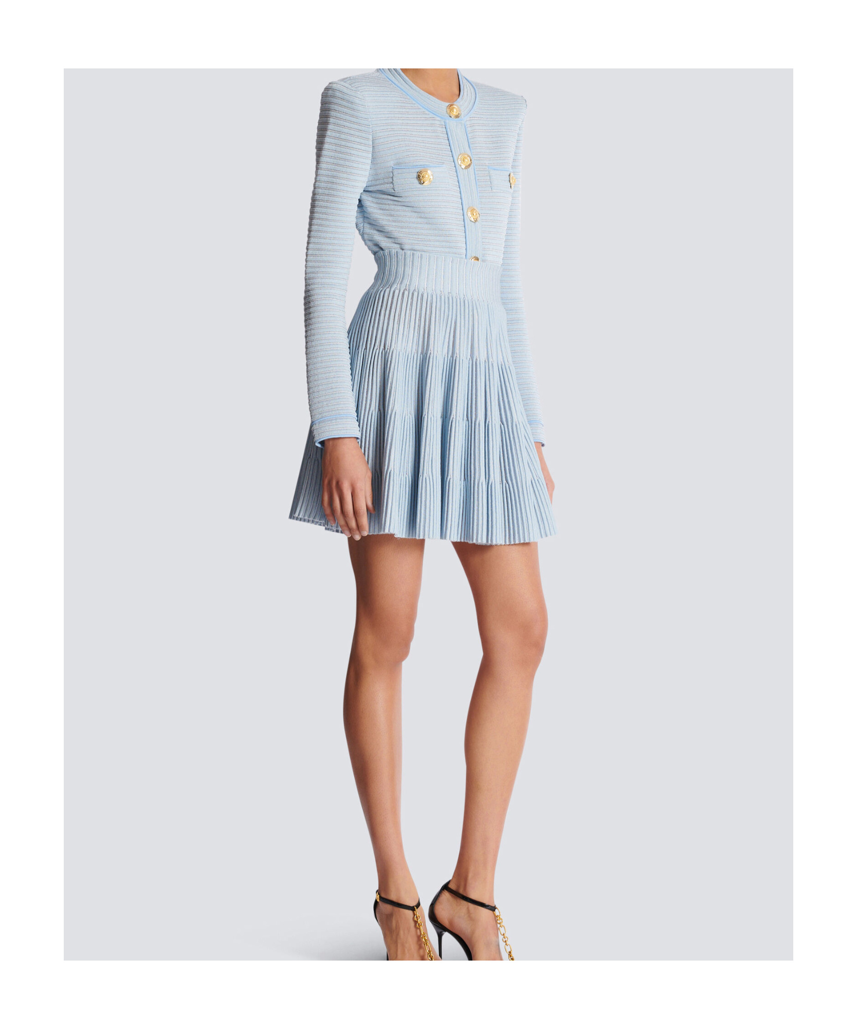 Shop Balmain A-line Textured Knit Skirt